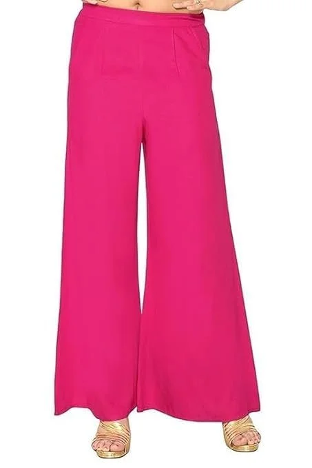41o16jxFPnL._SY679_.webp Indian Ethnic Rayon Designer Plain Casual Wear Plazo Pant for Women's (Black, Free Size) - Image 1