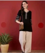Short Kurti for Women | Indian Women's Tunics Tops | Rayon Top with 3/4 Designer Sleeves | Kurta Shirt Top for Ladies - Image 3