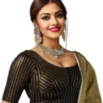 Jacquard Striped Stretchable Fit & Comfy Round Neck Half Sleeve Readymade Saree Blouse Stylish Crop Top Choli for Girls & Women