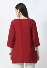 Kurti for Women - Short Chikankari Kurtis for Girls, Lakhnawi Tunic Top Kurta Design for Ladies, Woman Ethnic Kurthis & Shirt with Sleeve, Plain Straight Embroidery for Office - Image 2