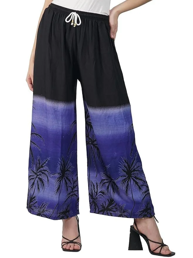 61y3sEYeBL._SY879_.webp Women Floral Design Printed Stylish Rayon Regular Fit Palazzo Pant Bottom for Girls, - Image 1