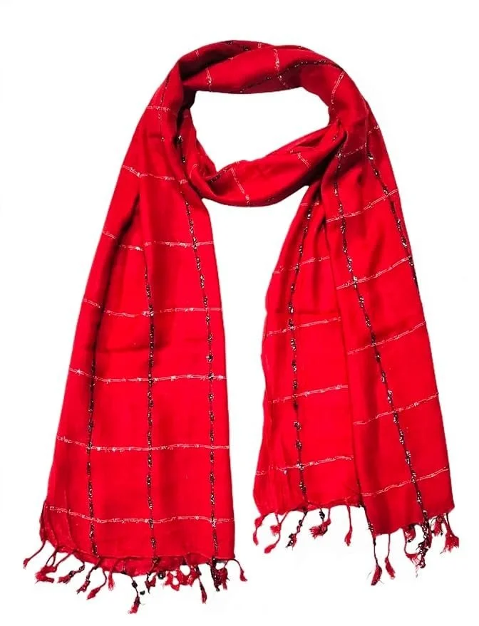 71MANugIvL._SY879_.webp Women And Girl's Fancy Viscose Jhanda Checked Scarves, Scarf, Stole - Image 1