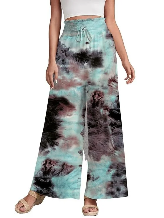 71ez5o0GM2L._SY741_.webp Reyon Printed Loose Fit Flared Wide Leg Palazzo's Pants for Women Multicolors - Image 1