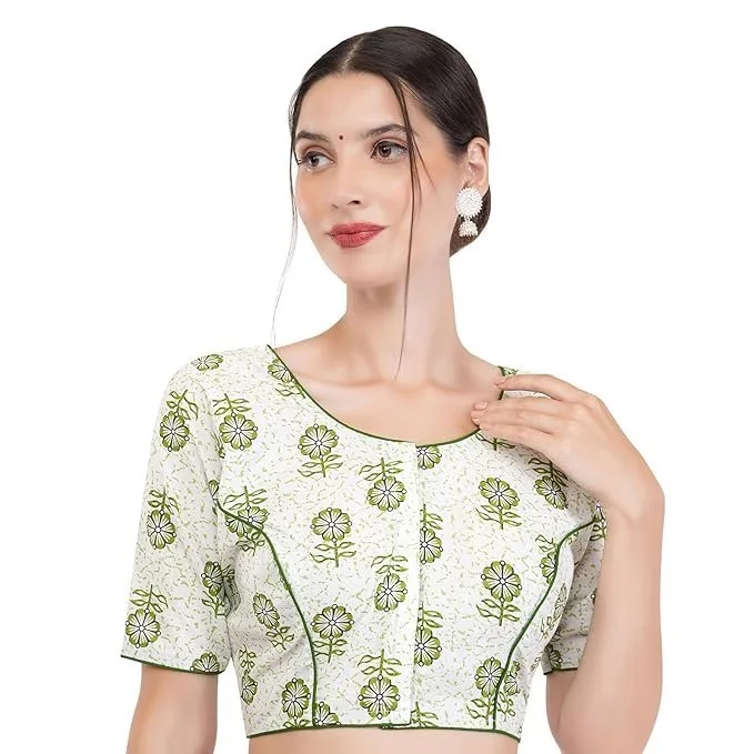 71w5U6Gi5HL._SX679_.webp Women's Kalamkari Printed Pure Cotton Readymade Saree Blouse - Image 1