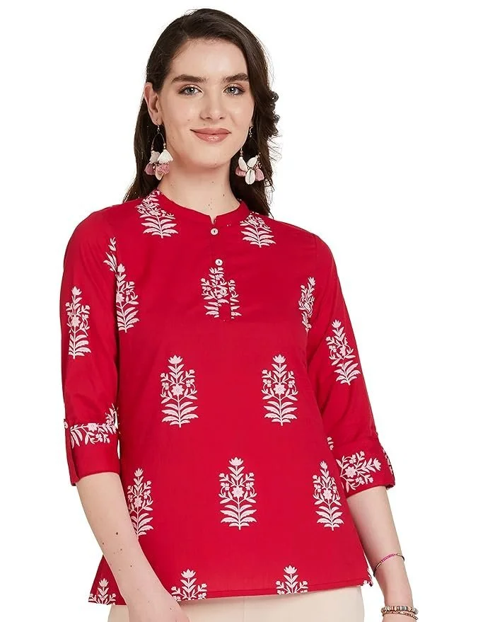 81IeAvggIIL._SY879_.webp Women Cotton Kurta - Image 1